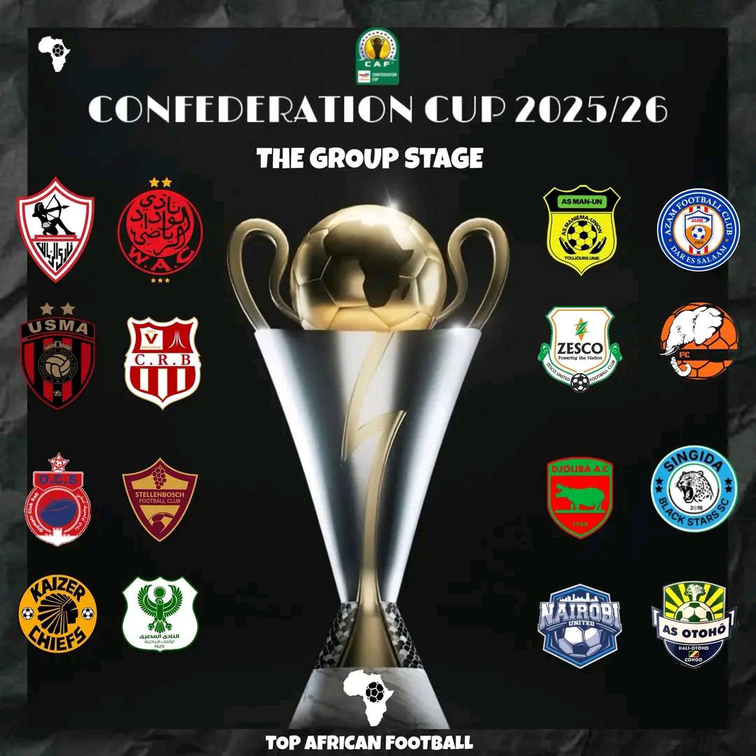 رسمياً قائمة الأندية المتأهلة إلى دور المجموعات من كأس الكاف 2025-2026 3 رسمياً .. اكتمال قائمة المتأهلين الـ16 إلى دور المجموعات من كأس الكونفدرالية الأفريقية 2025/26 💥🏆
🟦 المستوى الأول :
7- الزمالك المصري: 42ن 🇪🇬
8- الوداد الرياضي: 39ن 🇲🇦
9- إتحاد العاصمة: 37ن 🇩🇿
10- شباب بلوزداد: 36ن 🇩🇿
🟦 المستوى الثاني:
21- ستيلينبوش: 15ن 🇿🇦
23- المصري البورسعيدي: 14ن 🇪🇬
43- دجوليبا المالي: 05ن 🇲🇱
.. - مانييما الكونغولي: 05ن 🇨🇩
.. - كايزر تشفيش: 05ن 🇿🇦
🟦 المستوى الثالث:
66- اتوهو الكونغولي: 02ن 🇨🇬
زيسكو يونايتد الزامبي: 0ن 🇿🇲
سان بيدرو الإيفواري: 0ن 🇨🇮
سينغيدا بلاك التنزاني: 0ن 🇹🇿
عزام التنزاني: 0ن 🇹🇿
أولمبيك آسفي: 0ن 🇲🇦
نيروبي الكيني: 0ن 🇰🇪
