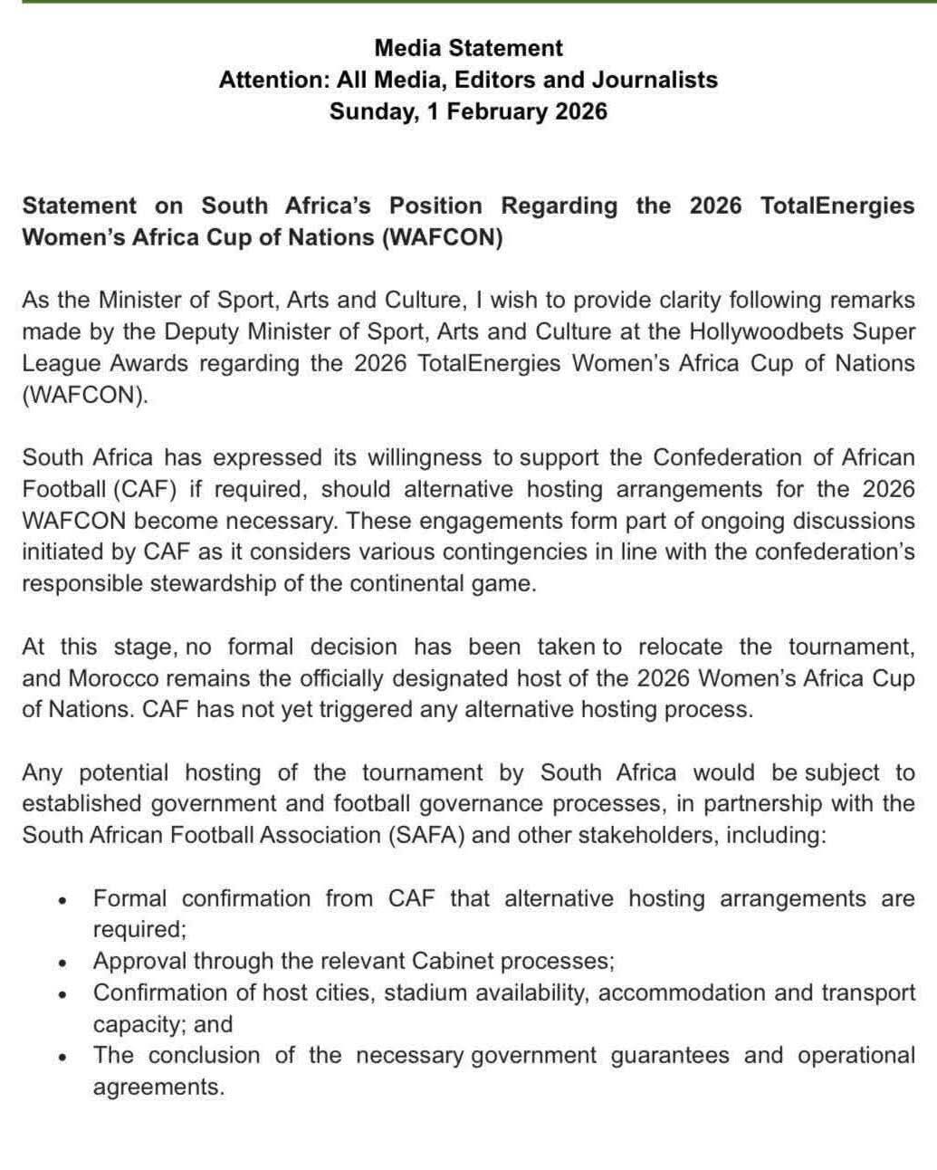 ارتباك “كان السيدات 2026”: جنوب إفريقيا تعلن… والكاف لم يحسم رسميا 3 10910